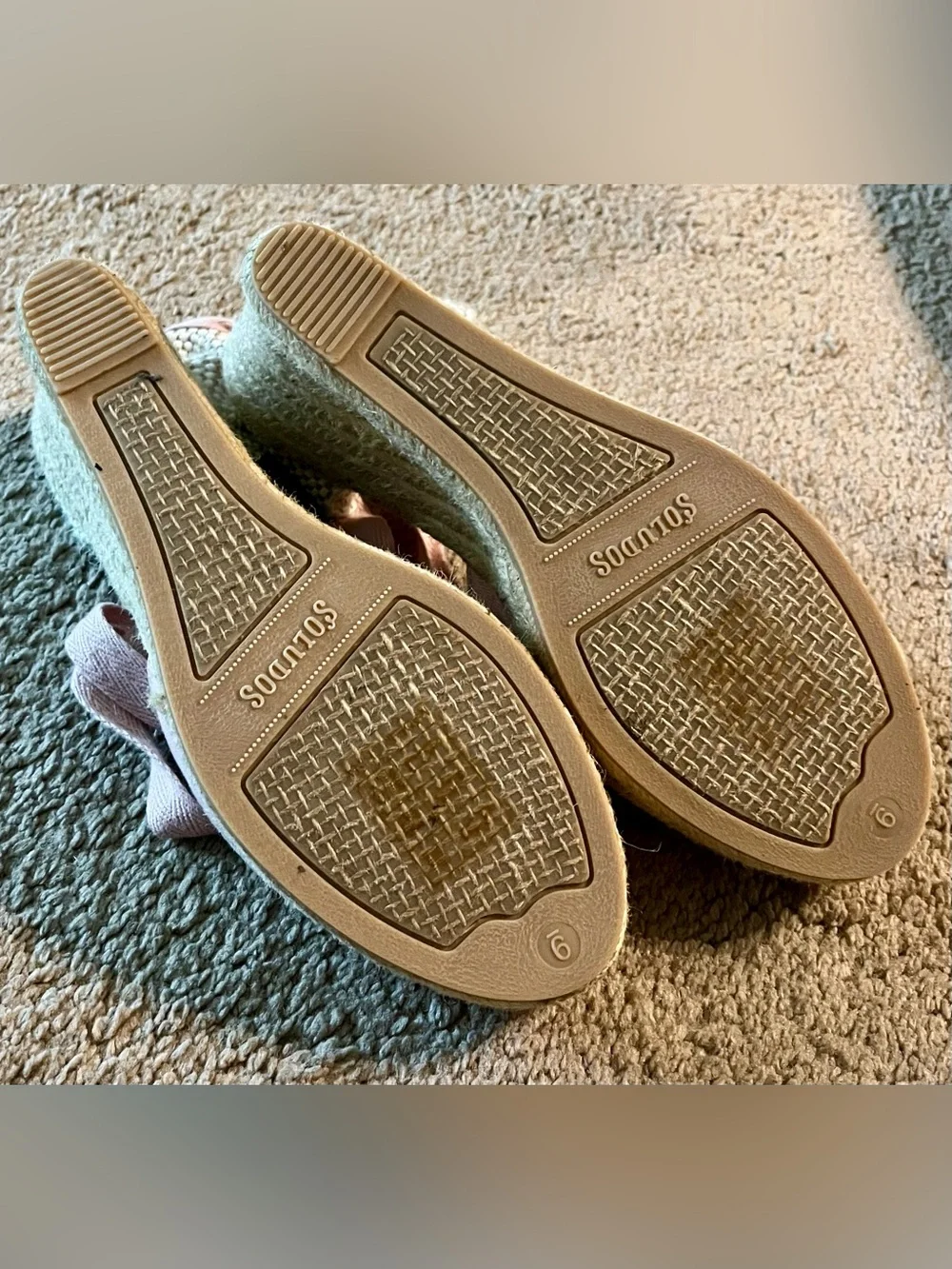 Soludos Blush Pink Espadrille Wedge Tie-Ankle Sandals NWOT