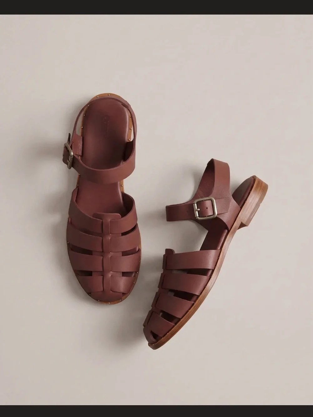 Quince Brown Leather Fisherman Sandals