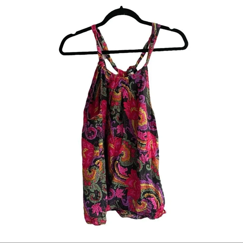 J CREW Silk Floral Paisley Print Sleeveless Halter Sleeveless Blouse S
