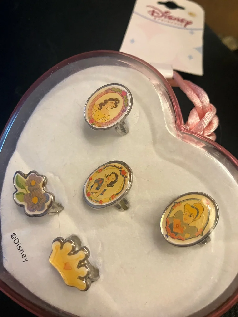 Disney Pink and Yellow Princess Ring Gift Set