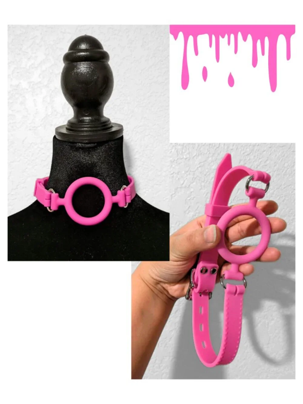 Neon Pink Silicone O-Ring Gag Choker Ravewear Cybergoth Festival Bondage Club