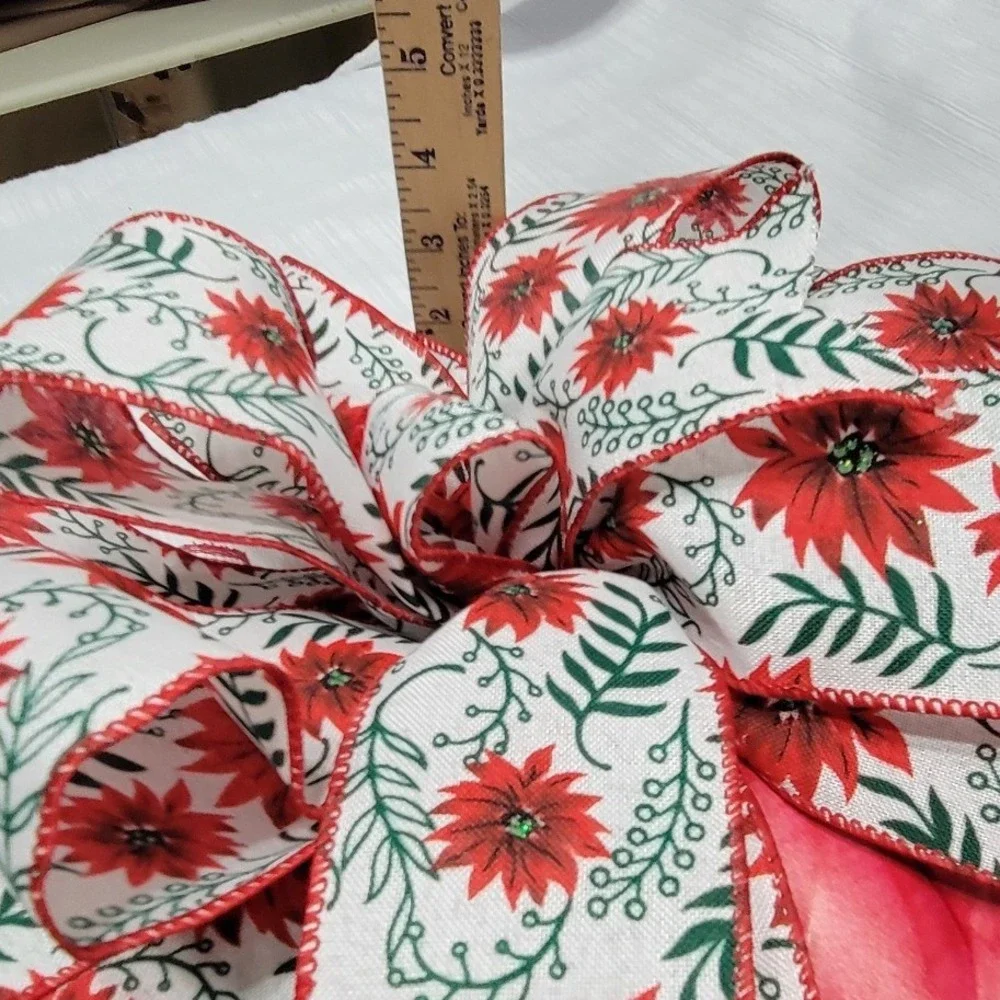 Poinsettia Red Christmas Wreath Pancake Frame Floral festive holiday decor