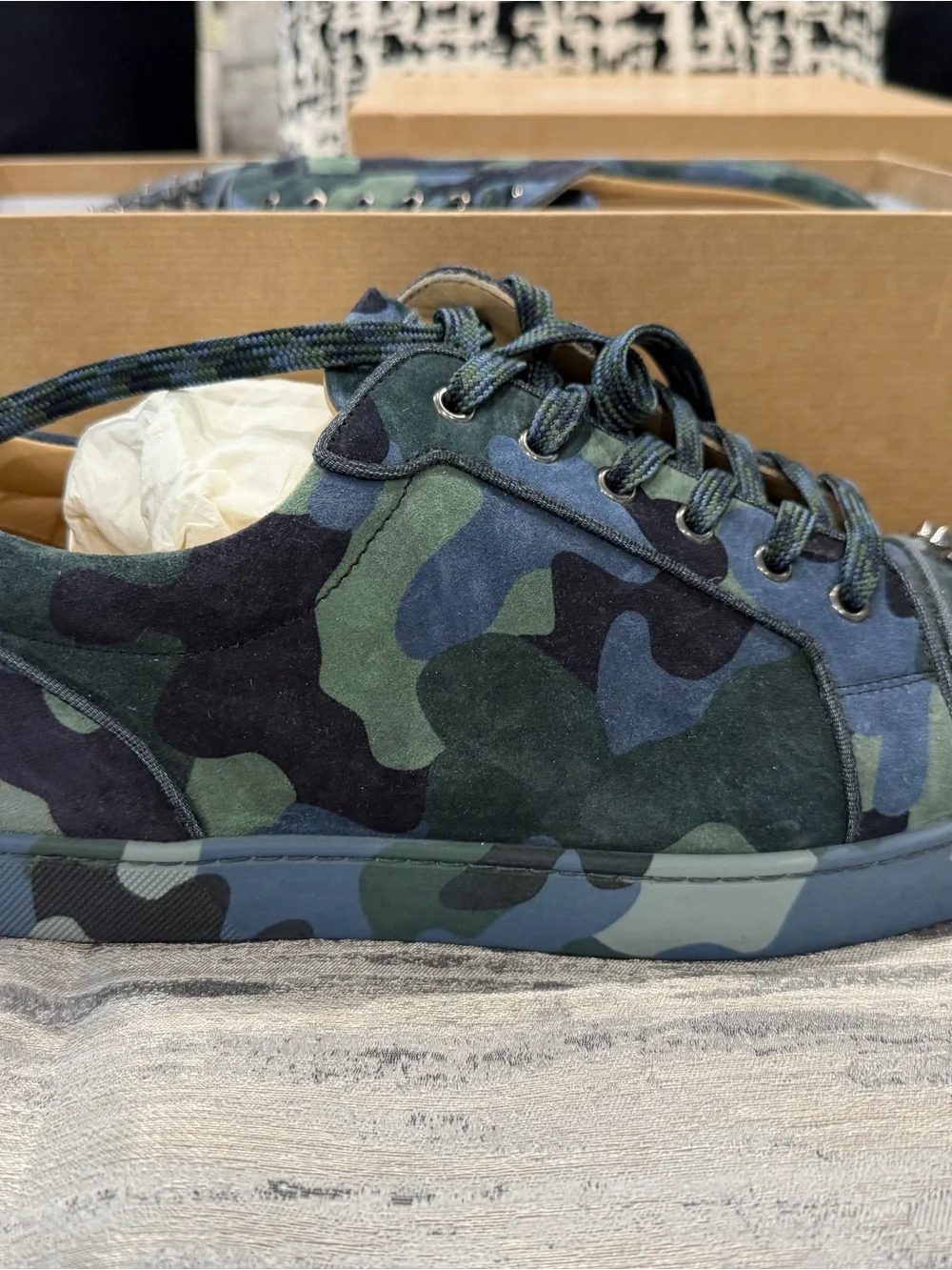 Christian Louboutin camouflage suede