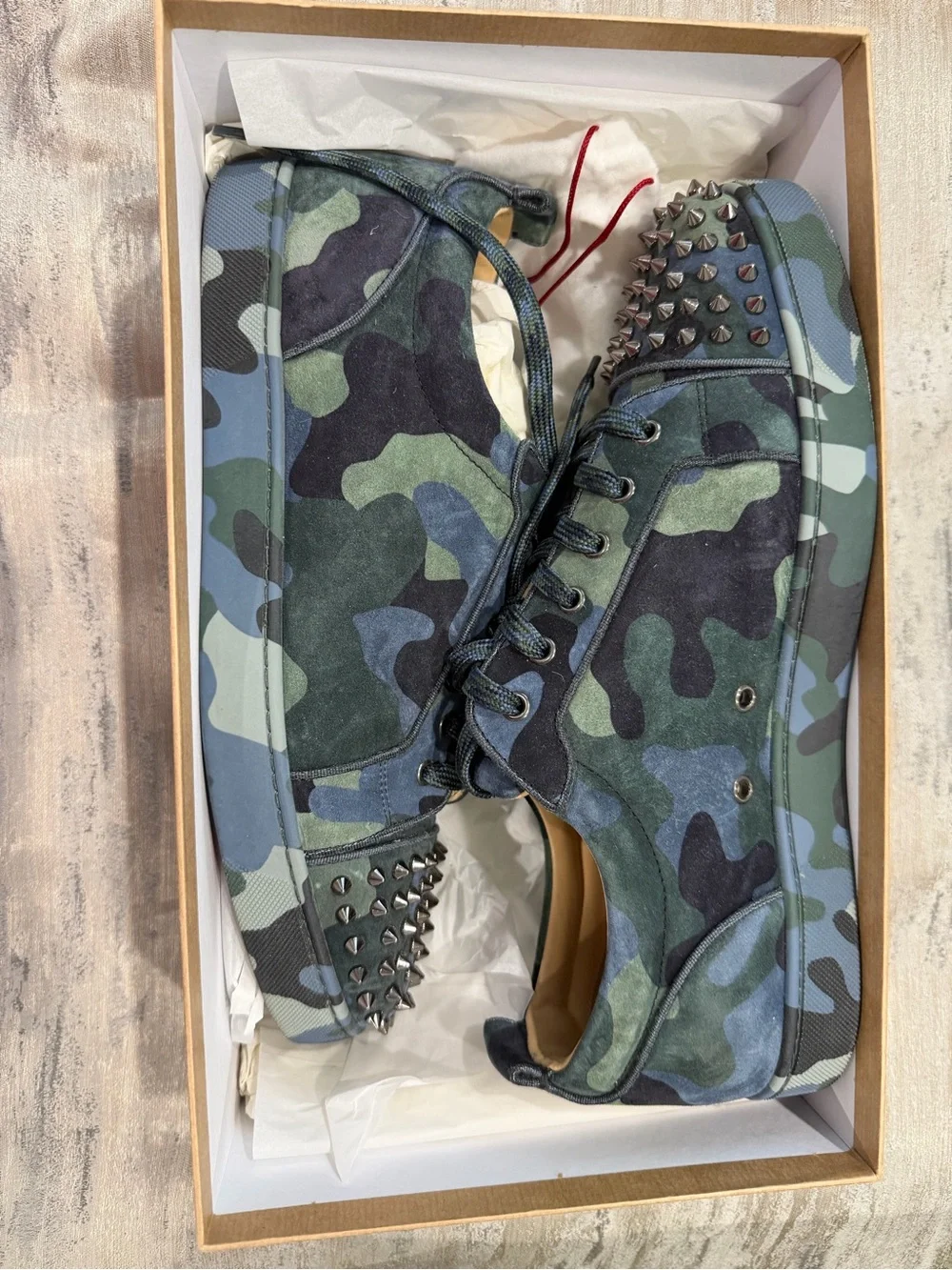 Christian Louboutin camouflage suede