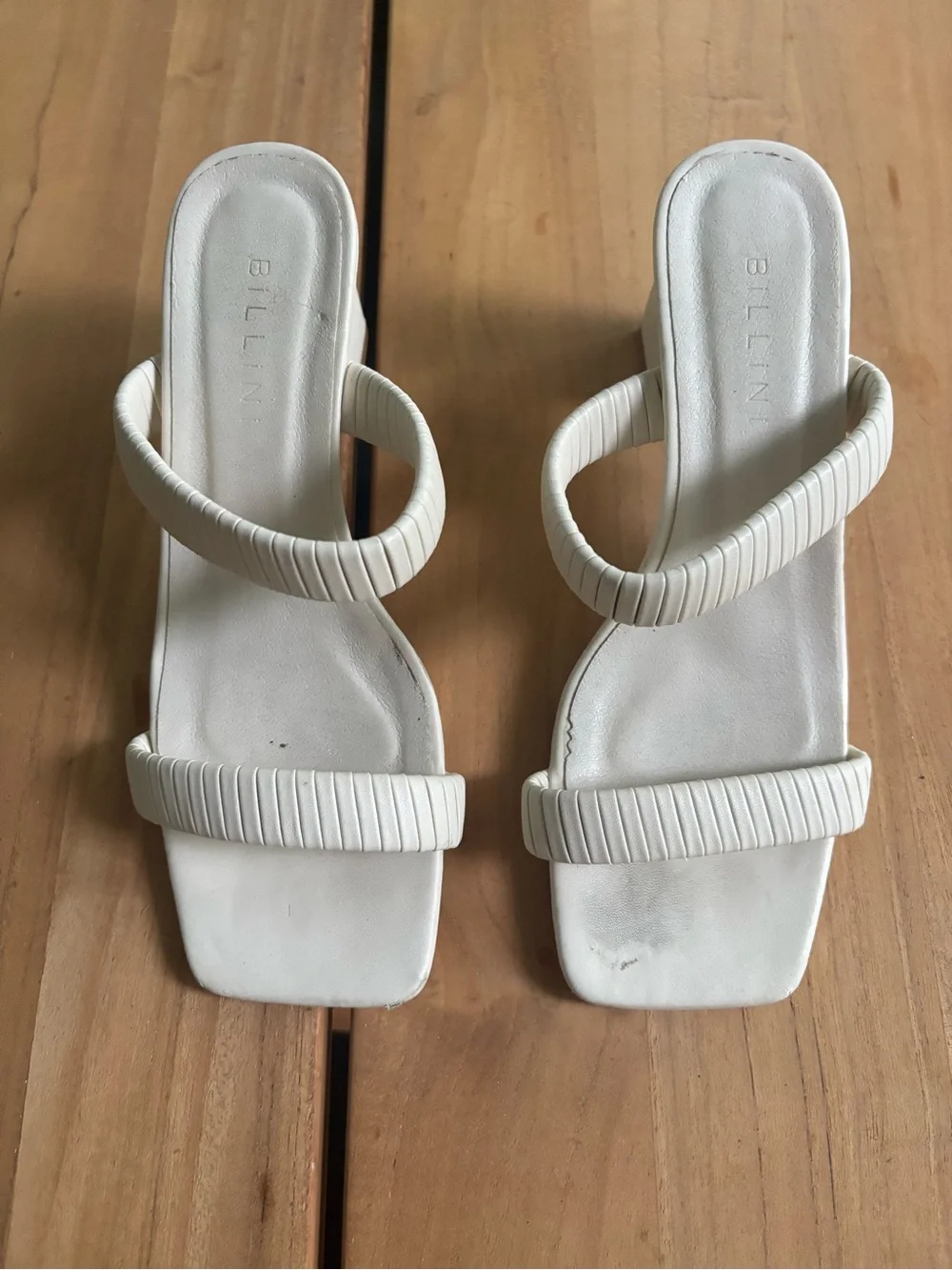 BILLINI Ula Mule Bone Ivory Heels Sandals Size 7