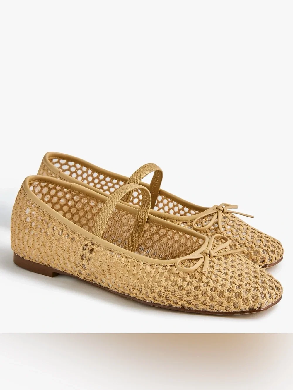 NEW J. Crew Factory Woven Square-Toe Ballet Flats Shoes 7.5 Mesh Natural Raffia