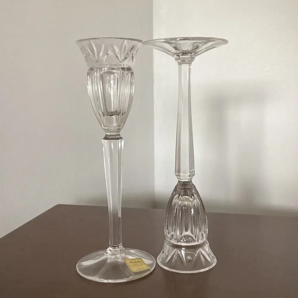 Noritake Crystal Candlestick Holders, Set of 2