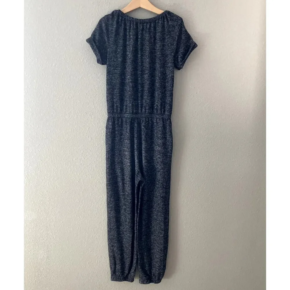 Old Navy Plush Short Sleeve Jumpsuit - Black Jack Space Dye - Medium 8