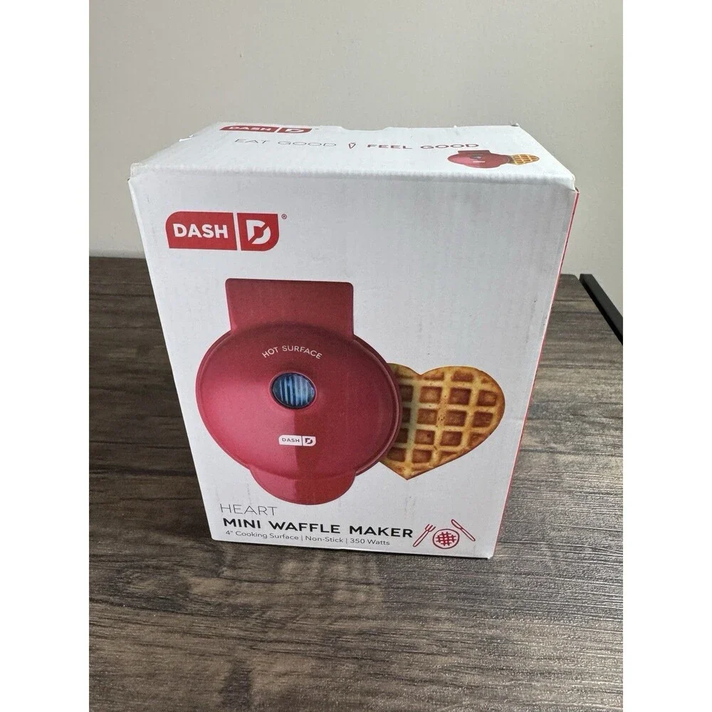 Mini Heart 4” Waffle Maker Machine for Individuals, Paninis, Hash Browns, etc.