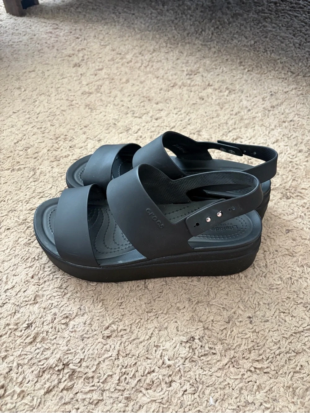 CROCS Black Platform Slingback Sandals