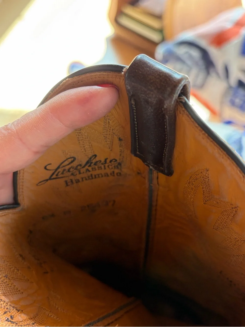 Lucchese heel see leather