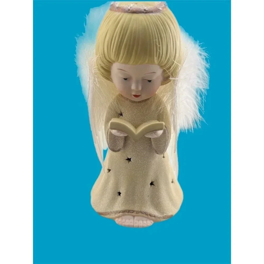 Choir Angel Ceramic Lights Up Changes Colors On Off Switch Battery Operated