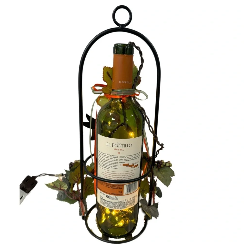 Wine bottle metal decor piece handmade