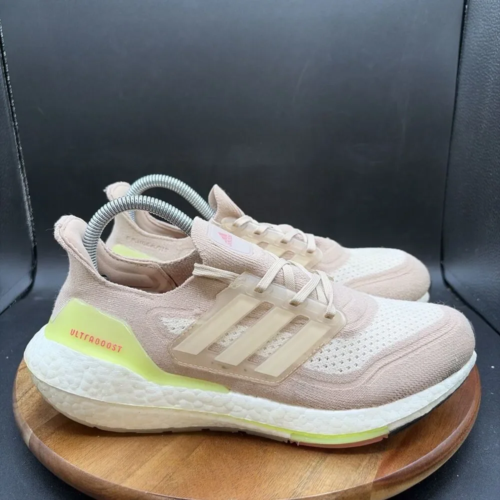 Adidas UltraBoost 21 Womens Size 7.5 Running Shoes Pink Ivory Sneakers FY0399