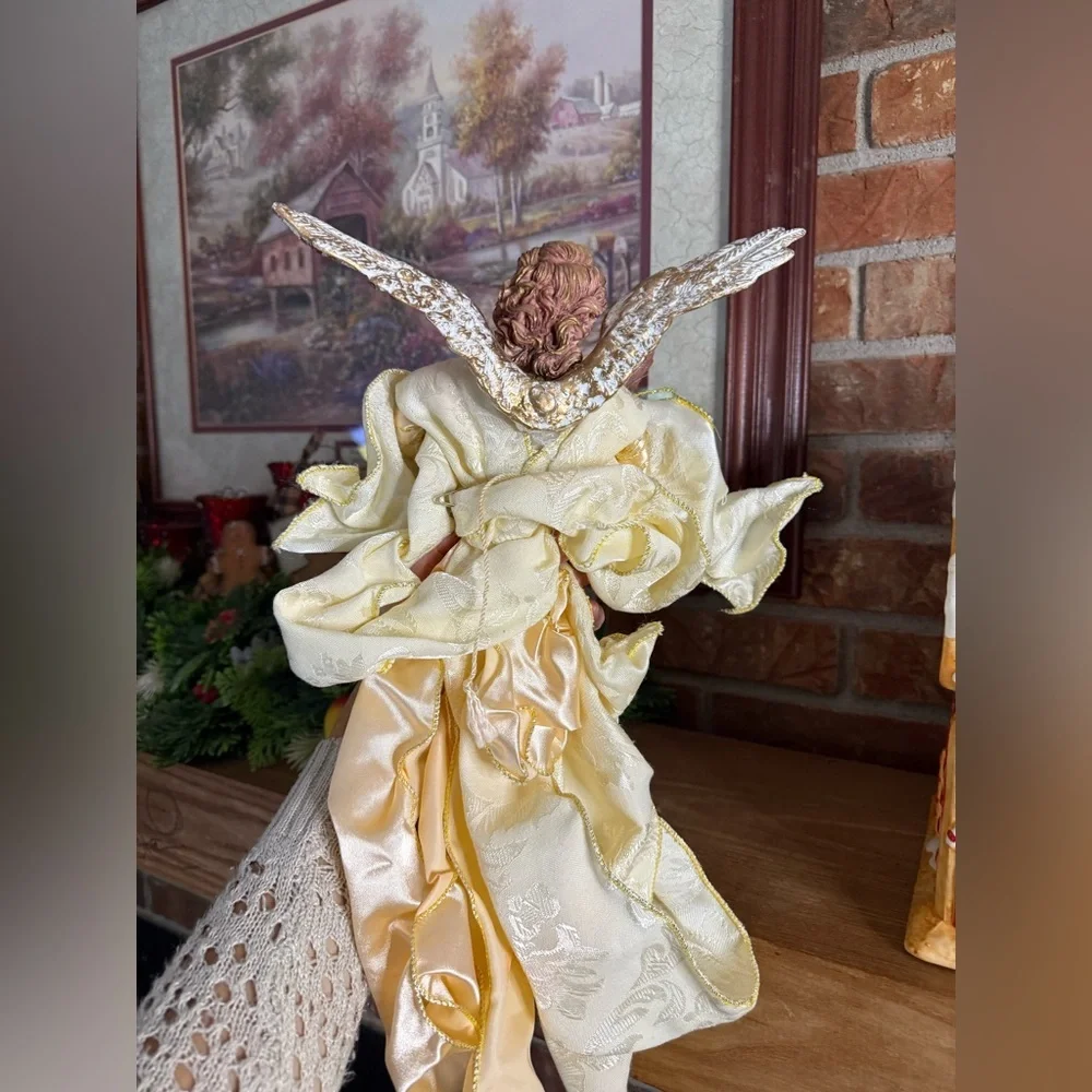 Vintage 1993 Large Porcelain Elegant Cream and Gold Angel Figurine