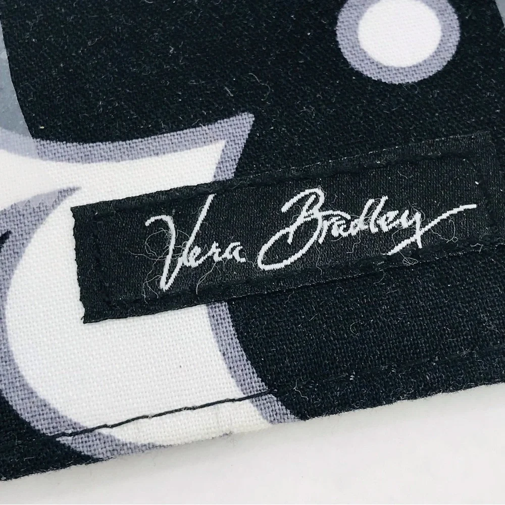 Vera Bradley Checkbook Cover Night and Day Black White Floral Cotton