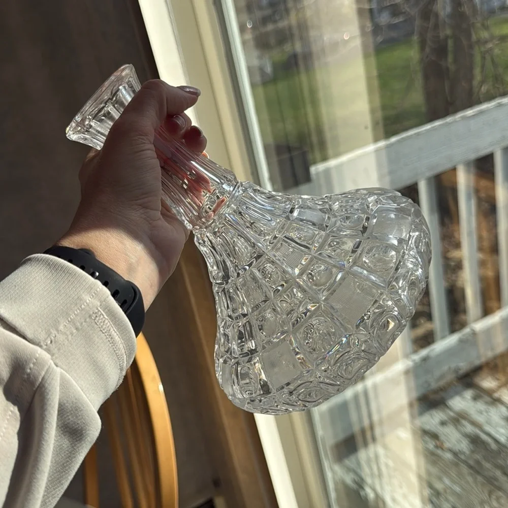 Vintage Round Bottom Lead Crystal Ship Decanter