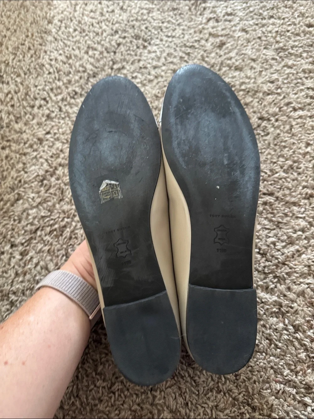 Tory Burch silver leather sleek