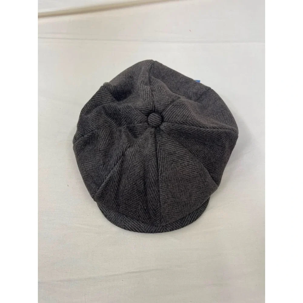 Pan PacSight Kids Newsboy Cap Charcoal Grey Herringbone Wool Blend Hat XXL/XXXL