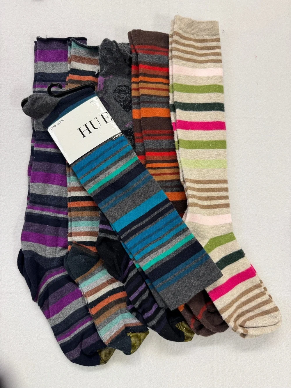 HUE Striped Knee-High Socks 9 Pairs
