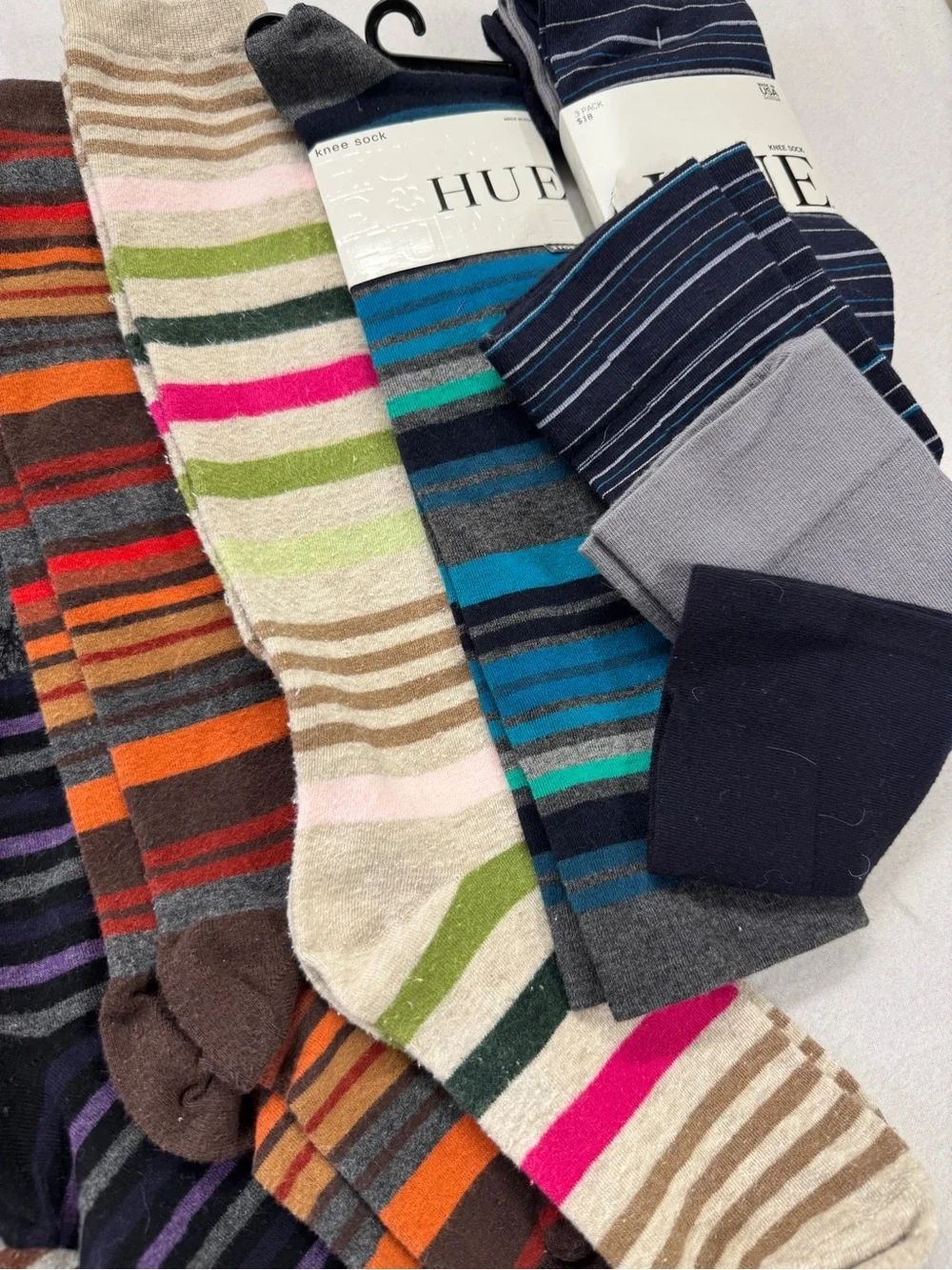 HUE Striped Knee-High Socks 9 Pairs