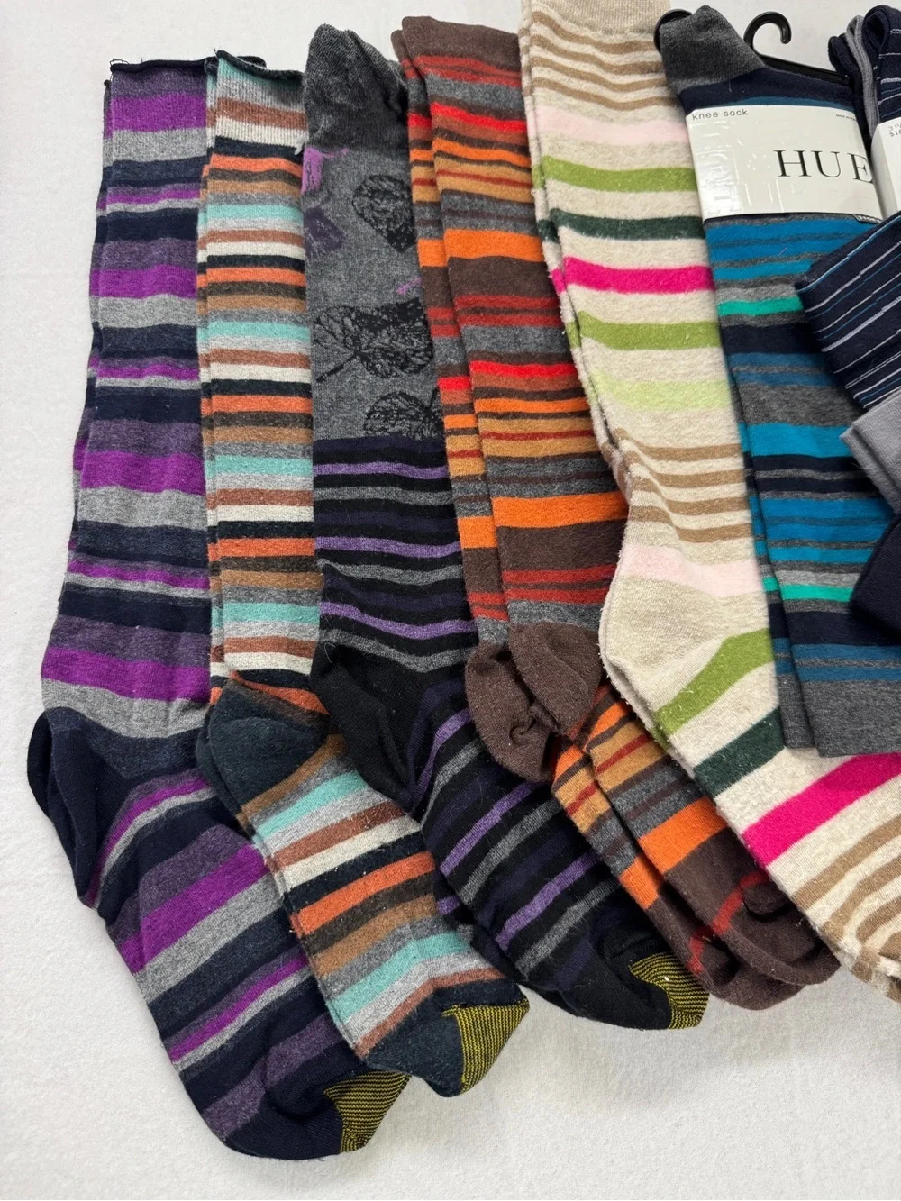 HUE Striped Knee-High Socks 9 Pairs
