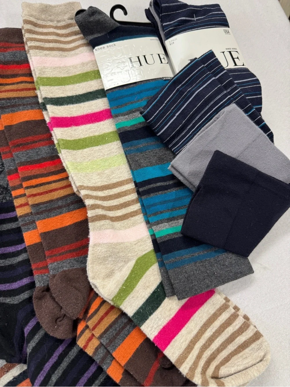 HUE Striped Knee-High Socks 9 Pairs