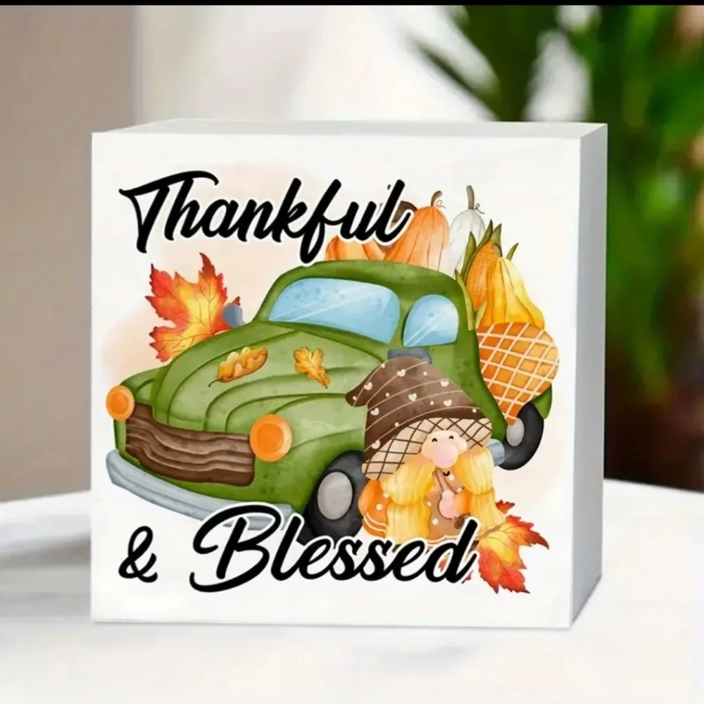 NEW! Thankful & Blessed gnome Sign