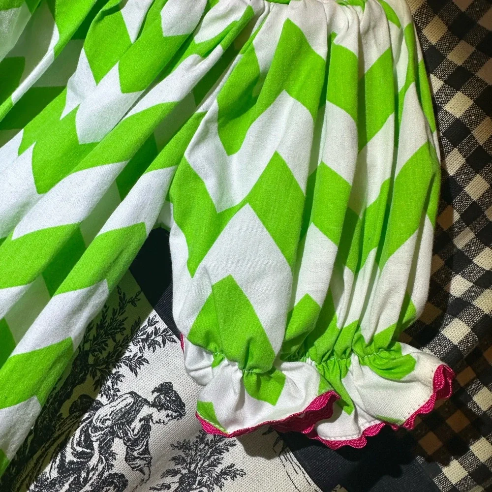 Molly Pop Girls' Lime Green Chevron Smocked Costume Dress
