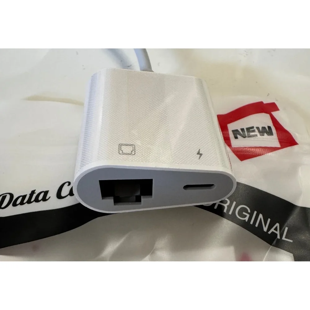 Lightning to RJ45 Ethernet Adapter 2 in 1 Ethernet Network Charging Port White