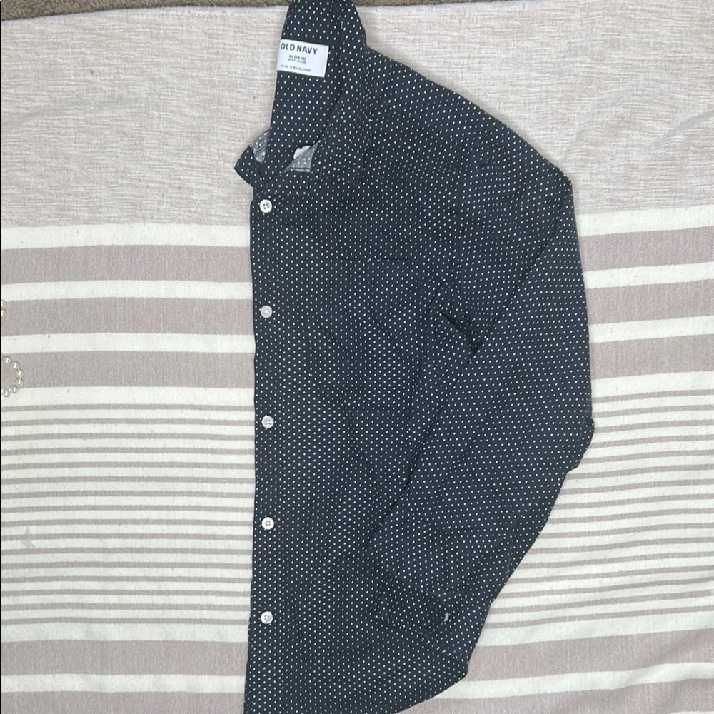 Old Navy Blue and White Casual Button Down Shirt