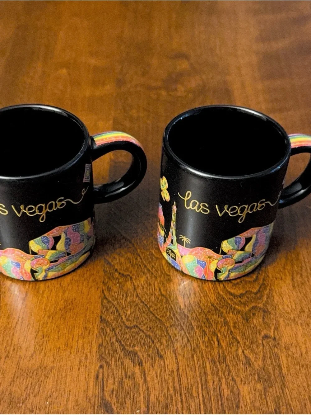 Set of 2 Las Vegas Espresso Shot Cups | Colorful Skyline Souvenir Mugs