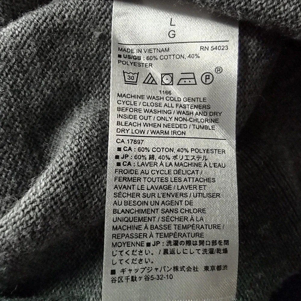 Banana Republic Sweater Mens Large Norm Core Gray Quarter Zip Mock Neck Pullover