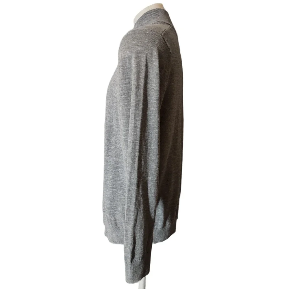 Banana Republic Sweater Mens Large Norm Core Gray Quarter Zip Mock Neck Pullover