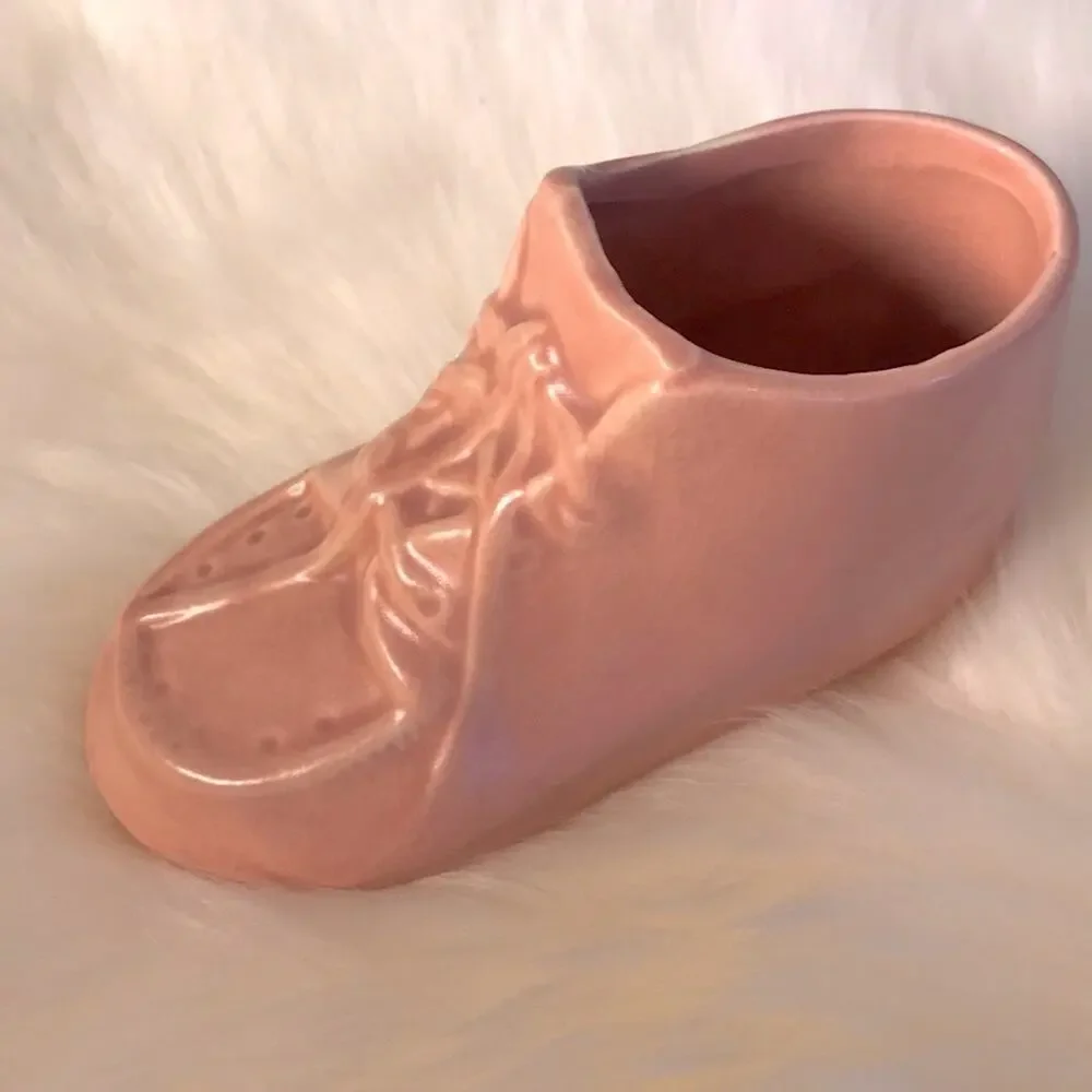 Pink VTG 40-50sCollectable Baby Bootie Vase/Planter/Storage BABY SHOWER DECOR