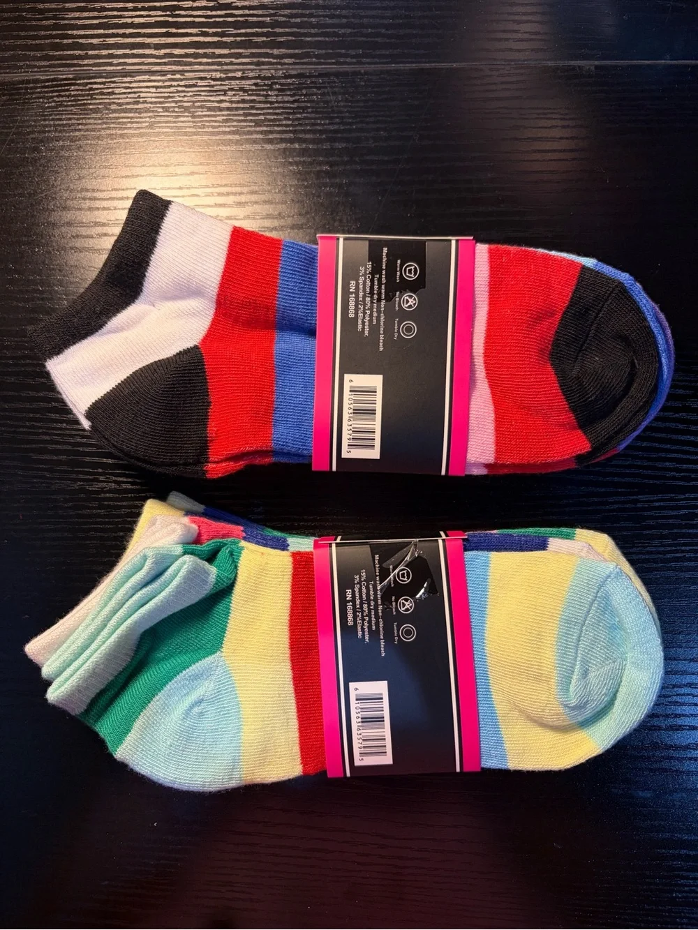 Women’s Six Pairs Multicolor Striped Ankle Socks - Size 9-11 ❤️🌸
