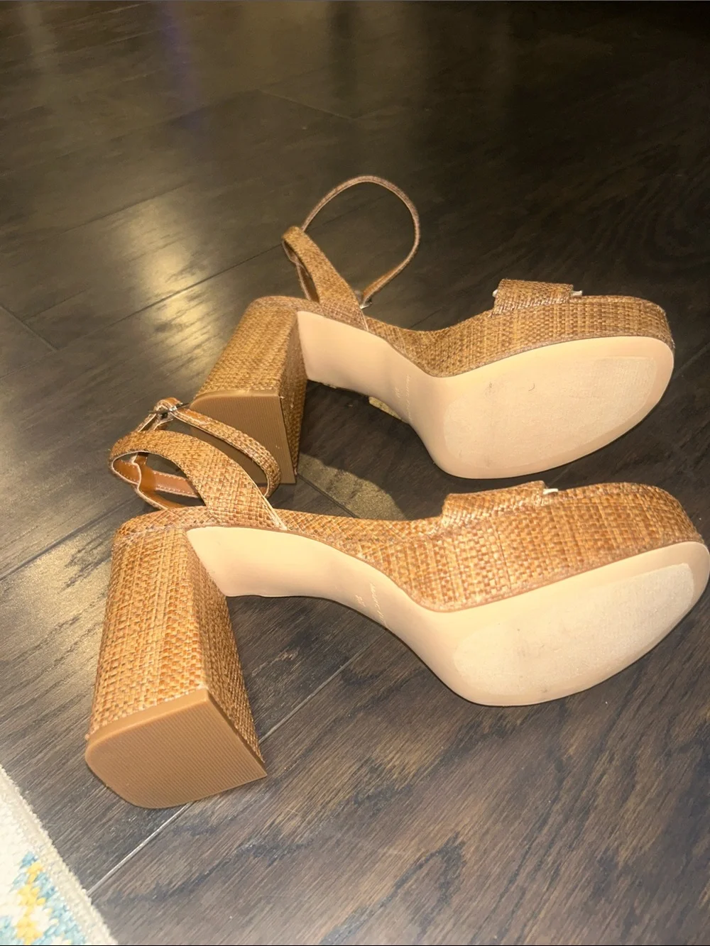 Marc Fisher Tan Woven Platform Sandals