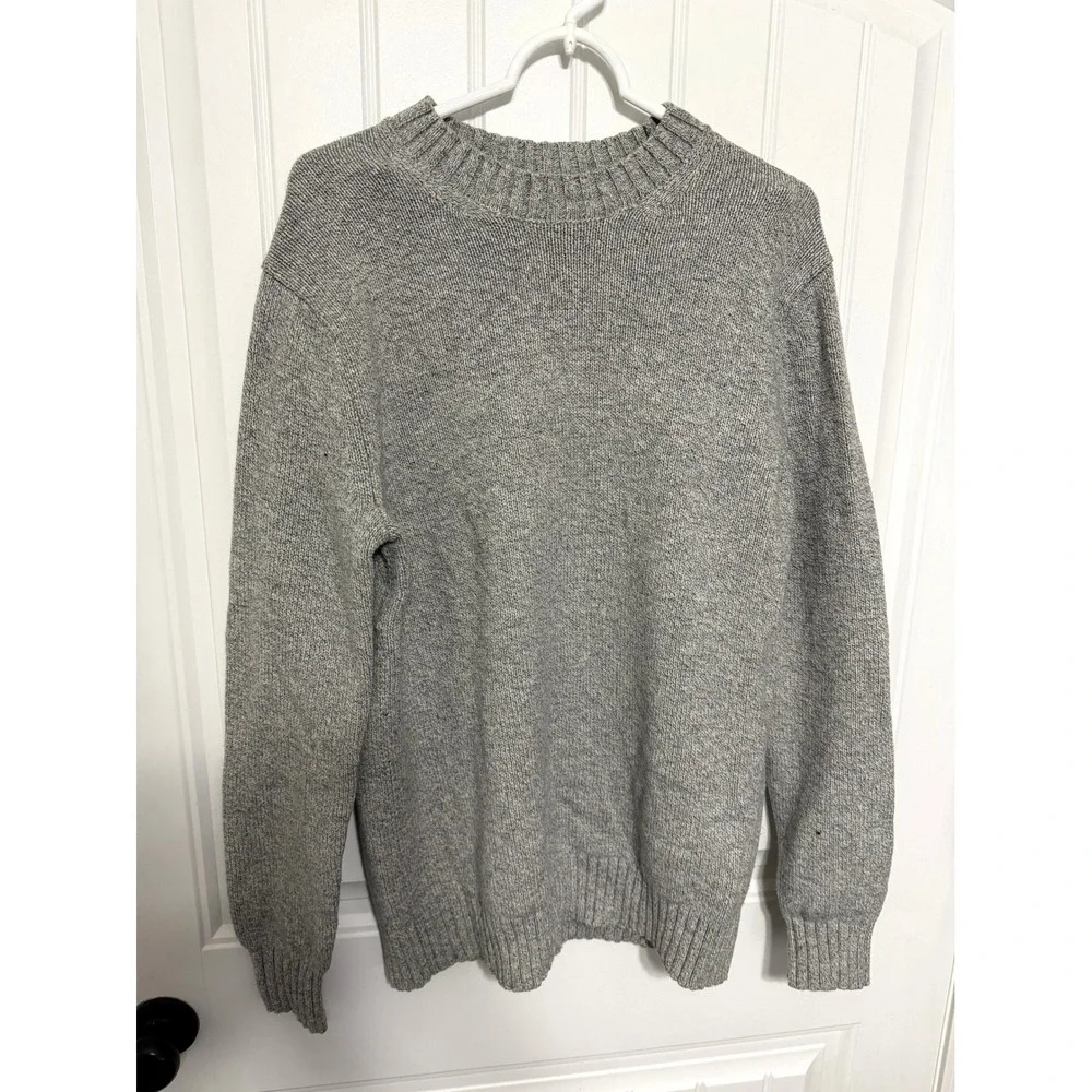 Banana Republic Sweater Mens Medium Tall Grey Merino Wool Blend Crewneck 6391