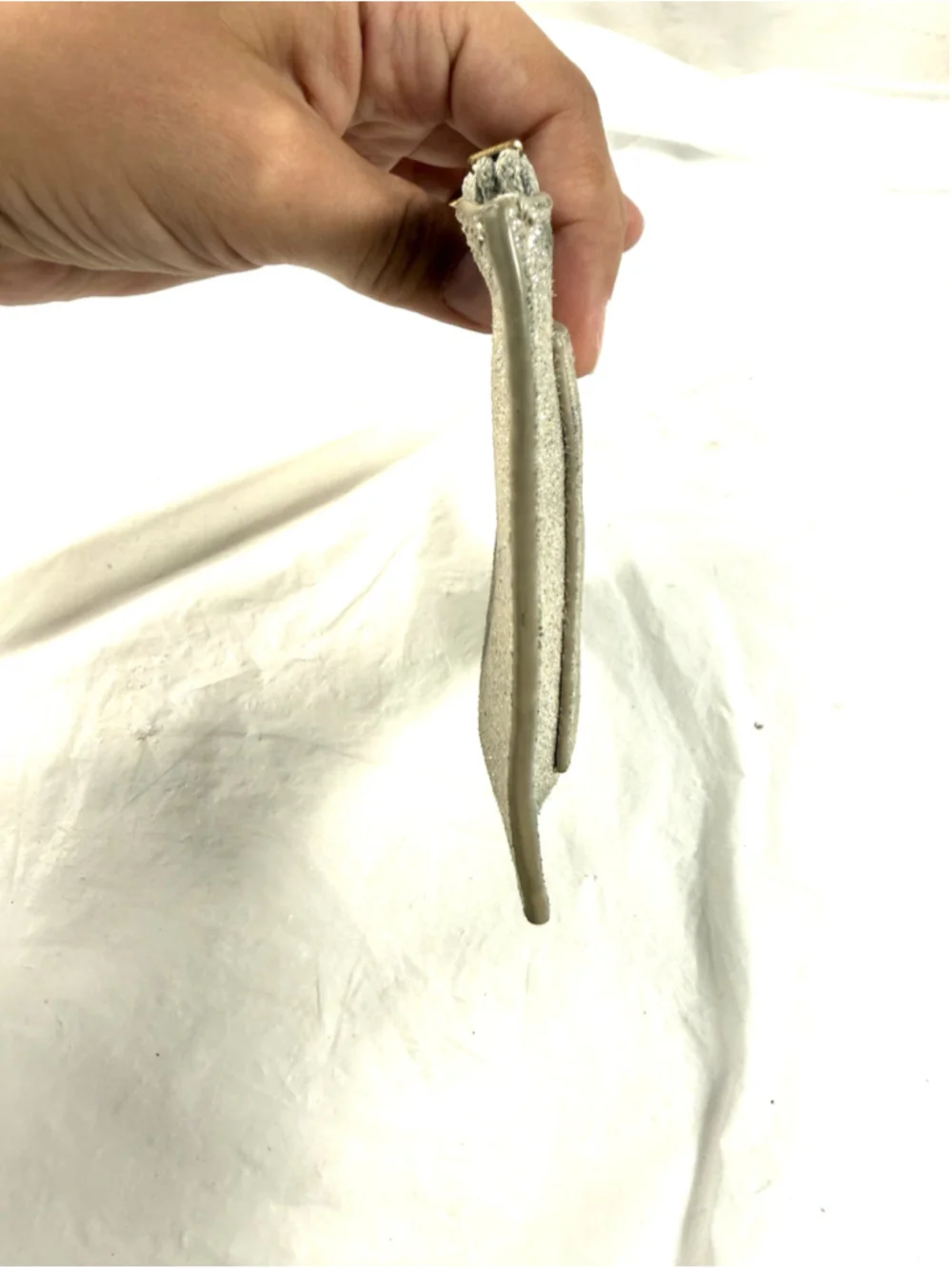 Anthropologie Silver Shiny suede 