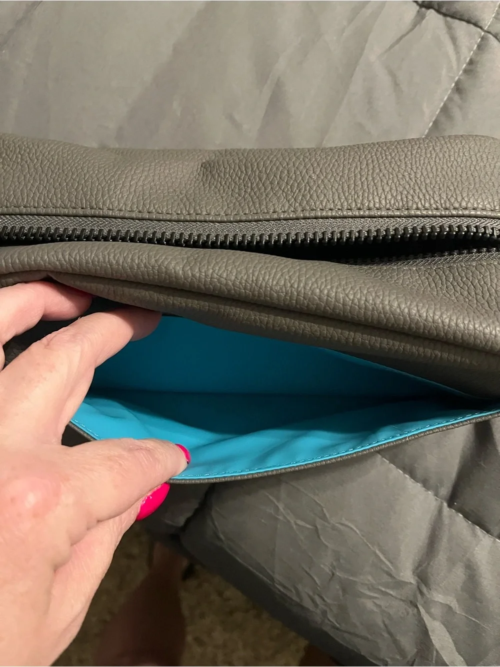 Bath and Body Works Leather Gray Cosmetic bag