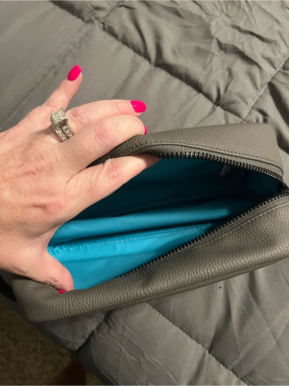 Bath and Body Works Leather Gray Cosmetic bag