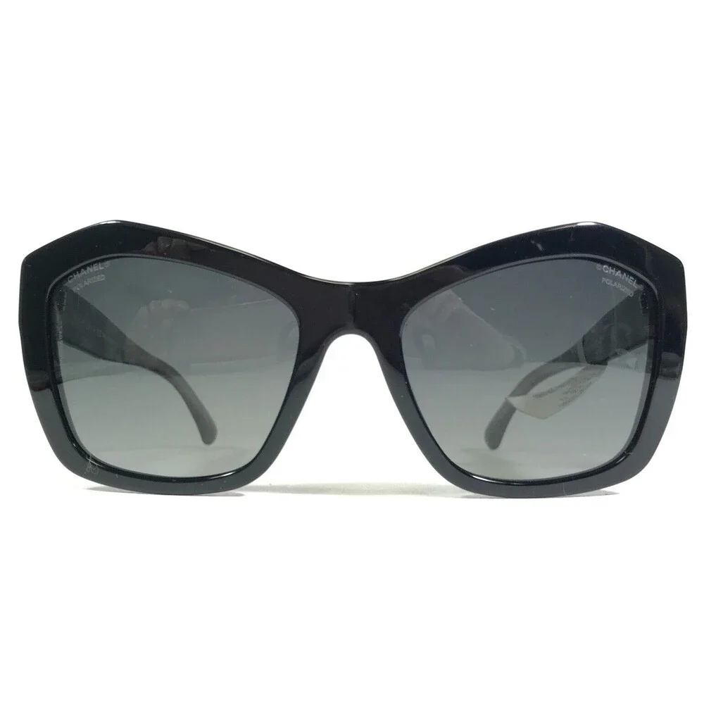 Chanel Sunglasses 5296 c.501/S8 Black Clear Lace Frames w/ Gray Polarized Lenses