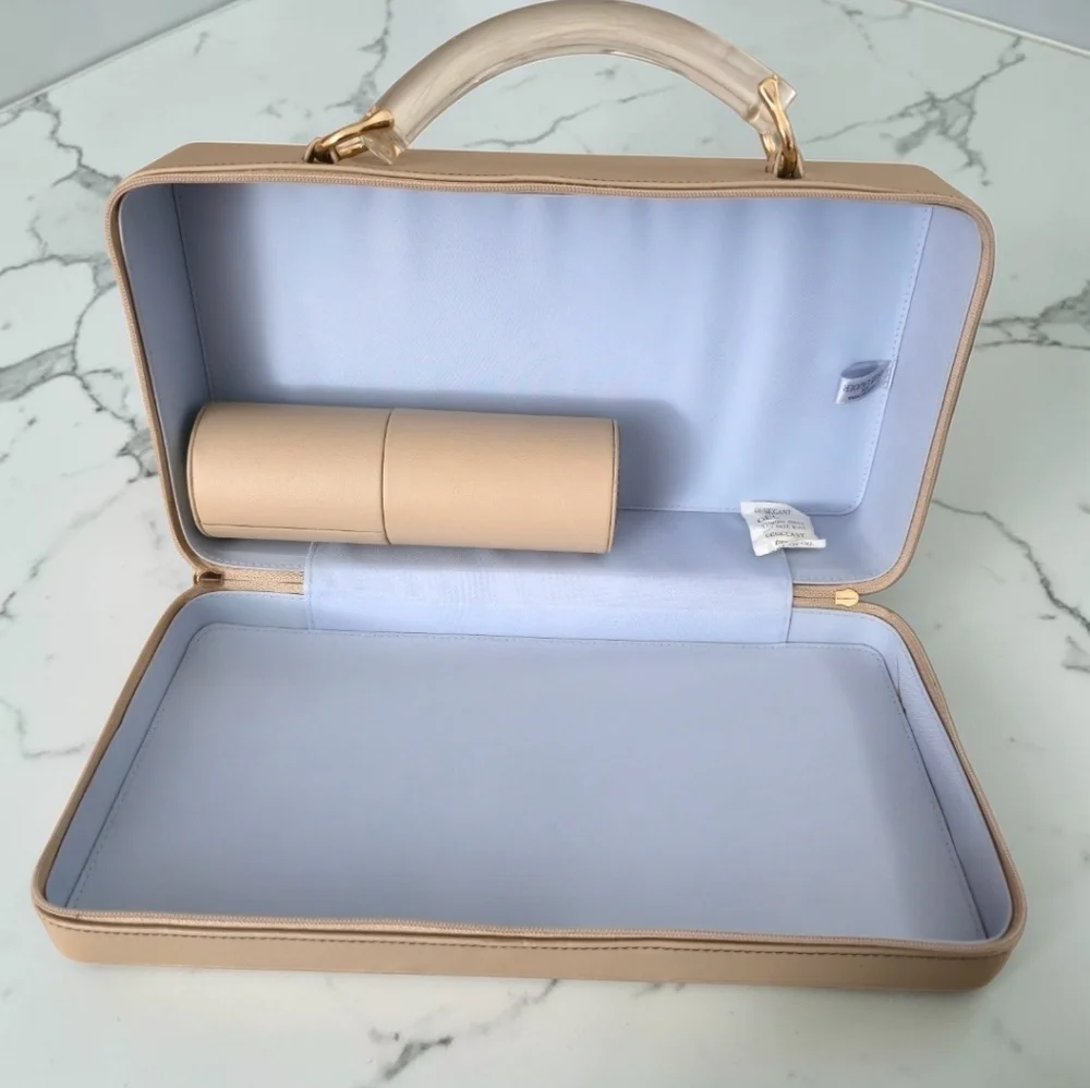 Vintage Estée Lauder Nude Makeup Case Acrylic Handle Retro Vanity Travel Bag