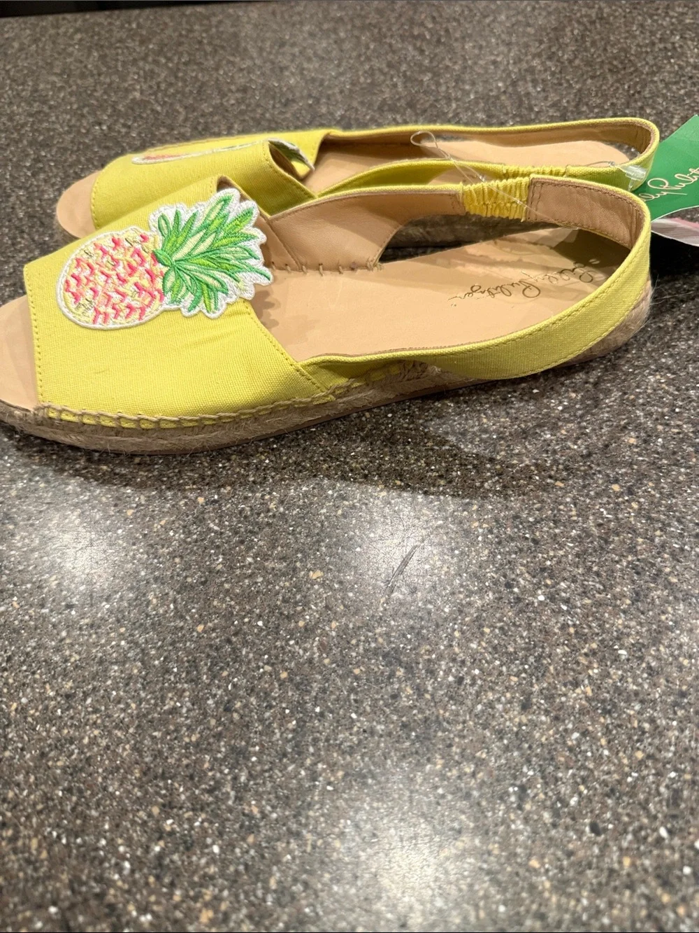 Lilly Pulitzer embroidered pineapple slingback