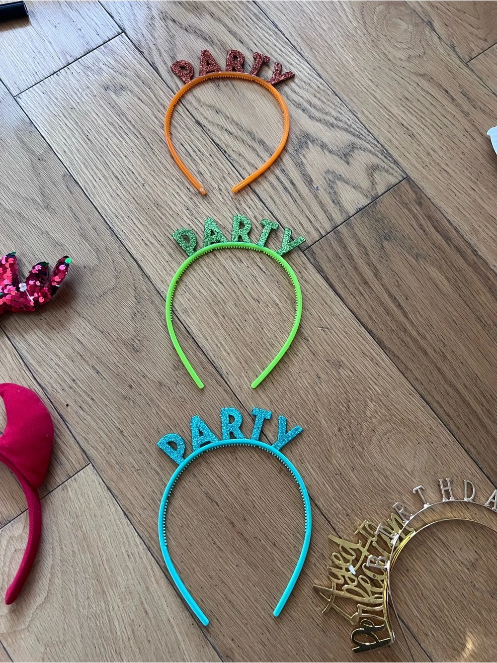 'Party' Glitter Headband Set - Blue, Green, Orange