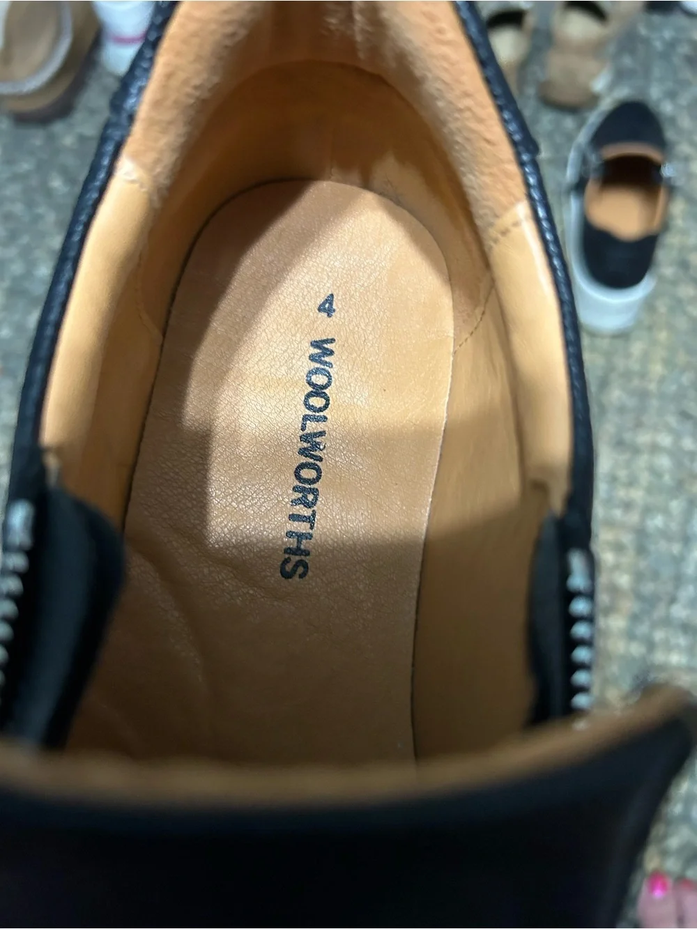 Woolworths Black Leather double Zip-Top Platform Sneakers