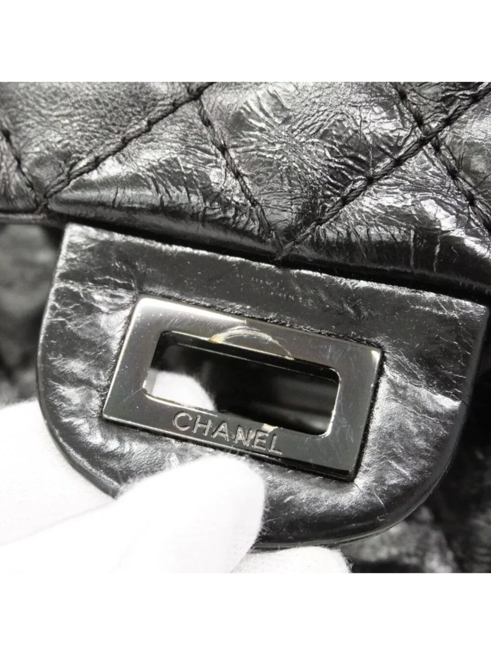 Chanel Shoulder Bag 2.55 Calfskin Black Silver
