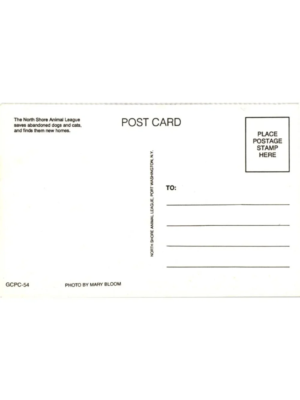North Shore Animal League this postcard
