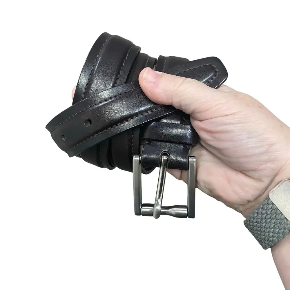 Cole Haan Brown Leather Belt Crafted in England Silver Buckle
