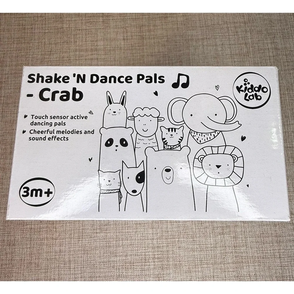 KiddoLab Musical Plush Crab‎ Toy for 3+ Month Old with Nursery Rhymes, New